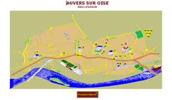 Carte sites d'interêt à auvers sur oise